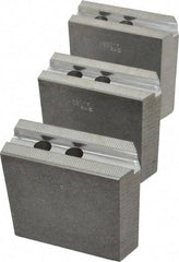 Abbott Workholding Products - 8" & Up Chuck Capacity, 1.5mm x 60° Serrated Attachment, Square Soft Lathe Chuck Jaw - 3 Jaws, Aluminum, 63/64" Btw Mount Hole Ctrs, 4" Long x 1-1/2" Wide x 4" High, 0.5512" Groove, 0.4724" & 12mm Fastener - Industrial Tool & Supply