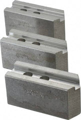 Abbott Workholding Products - 8" & Up Chuck Capacity, 1.5mm x 60° Serrated Attachment, Square Soft Lathe Chuck Jaw - 3 Jaws, Aluminum, 63/64" Btw Mount Hole Ctrs, 4" Long x 1-1/2" Wide x 2" High, 0.6299" Groove, 0.4724" & 12mm Fastener - Industrial Tool & Supply