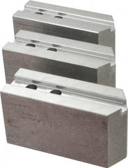 Abbott Workholding Products - 10" & Up Chuck Capacity, 1.5mm x 60° Serrated Attachment, Square Soft Lathe Chuck Jaw - 3 Jaws, Aluminum, 1.1811" Btw Mount Hole Ctrs, 5-1/2" Long x 2" Wide x 3" High, 0.6299" Groove, 0.4724" & 12mm Fastener - Industrial Tool & Supply