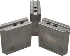 Abbott Workholding Products - 8" & Up Chuck Capacity, 1.5mm x 60° Serrated Attachment, Square Soft Lathe Chuck Jaw - 3 Jaws, Steel, 63/64" Btw Mount Hole Ctrs, 4" Long x 1-1/2" Wide x 4" High, 0.5512" Groove, 0.4724" & 12mm Fastener - Industrial Tool & Supply