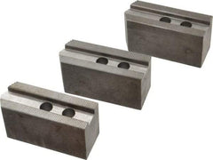 Abbott Workholding Products - 8" & Up Chuck Capacity, 1.5mm x 60° Serrated Attachment, Square Soft Lathe Chuck Jaw - 3 Jaws, Steel, 63/64" Btw Mount Hole Ctrs, 4" Long x 1-1/2" Wide x 2" High, 0.6299" Groove, 0.4724" & 12mm Fastener - Industrial Tool & Supply