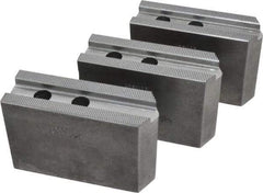 Abbott Workholding Products - 10" & Up Chuck Capacity, 1.5mm x 60° Serrated Attachment, Square Soft Lathe Chuck Jaw - 3 Jaws, Steel, 1.1811" Btw Mount Hole Ctrs, 4-1/2" Long x 1-1/2" Wide x 3" High, 0.6299" Groove, 0.4724" & 12mm Fastener - Industrial Tool & Supply