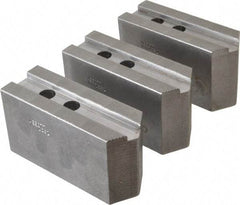 Abbott Workholding Products - 12" & Up Chuck Capacity, 1.5mm x 60° Serrated Attachment, Square Soft Lathe Chuck Jaw - 3 Jaws, Steel, 1.1811" Btw Mount Hole Ctrs, 5-1/2" Long x 2" Wide x 3" High, 0.7087" Groove, 0.5512" & 14mm Fastener - Industrial Tool & Supply