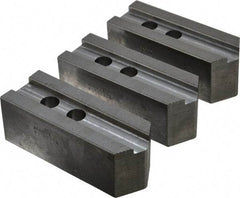 Abbott Workholding Products - 12" & Up Chuck Capacity, 1.5mm x 60° Serrated Attachment, Square Soft Lathe Chuck Jaw - 3 Jaws, Steel, 1.1811" Btw Mount Hole Ctrs, 5-1/2" Long x 2" Wide x 2" High, 0.8268" Groove, 0.6299" & 16mm Fastener - Industrial Tool & Supply