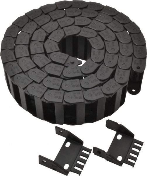 Igus - 6 Ft. Long, Igumid G, Fixed Open Cable and Hose Carrier - 1.97 Inch Inside Width x 0.71 Inch Inside Height, 2.4 Inch Outside Width x 0.91 Inch Outside Height, 1-1/2 Inch Bend Radius - Industrial Tool & Supply