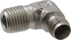 Parker - 1/4" OD, Stainless Steel Male Elbow - 9/16" Hex, Comp x MNPT Ends - Industrial Tool & Supply