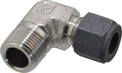 Parker - 3/8" OD, Stainless Steel Male Elbow - 11/16" Hex, Comp x MNPT Ends - Industrial Tool & Supply