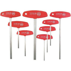 Wiha - 8 Piece, T-Handle Cushion Grip Hex Key Set - 2 to 10mm Range, - Industrial Tool & Supply