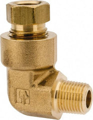 Parker - 5/16" OD, Brass Male Elbow - 1,800 Max Working psi, 9/16" Hex, Comp x MNPT Ends - Industrial Tool & Supply