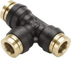 Parker - 1/4" Tube OD, Composite Push-to-Connect Tube Union Tee - Tube to Tube Connection, 250 Max psi, Buna-N O-Ring, -40 to 200°F Working Temp - Industrial Tool & Supply