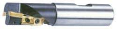 Cutting Tool Technologies - 1-1/4" Cut Diam, 1.77" Max Depth of Cut, 1-1/4" Shank Diam, 4-1/2" OAL, Indexable Square Shoulder Helical End Mill - APKT 1003... Inserts, Weldon Shank, 90° Lead Angle - Industrial Tool & Supply