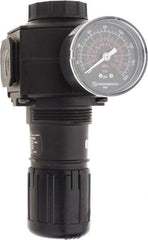 Norgren - 1/2 NPT Port, 220 CFM, Zinc Standard Regulator - 5 to 150 psi Range, 300 Max psi Supply Pressure, 1/4" Gauge Port Thread, 3.15" Wide x 6.67" High - Industrial Tool & Supply