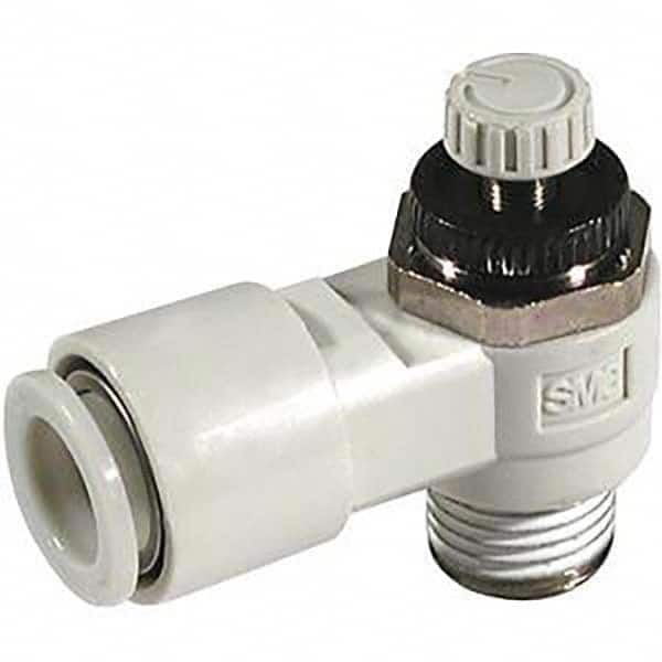 SMC PNEUMATICS - Speed & Flow Control Valves Valve Type: Flow Control Elbow Male Thread Size: R(PT) 1/8 - Industrial Tool & Supply