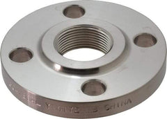Merit Brass - 1-1/4" Pipe, 4-5/8" OD, Stainless Steel, Threaded Pipe Flange - 3-1/2" Across Bolt Hole Centers, 5/8" Bolt Hole, 150 psi, Grades 304 & 304L - Industrial Tool & Supply