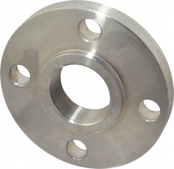 Value Collection - 1-1/2" Pipe, 5" OD, Stainless Steel, Threaded Pipe Flange - 3-7/8" Across Bolt Hole Centers, 5/8" Bolt Hole, 150 psi, Grades 304 & 304L - Industrial Tool & Supply