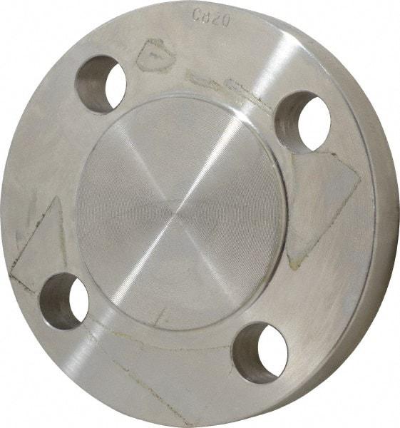 Merit Brass - 1-1/4" Pipe, 4-5/8" OD, Stainless Steel, Blind Pipe Flange - 3-1/2" Across Bolt Hole Centers, 5/8" Bolt Hole, 150 psi, Grades 304 & 304L - Industrial Tool & Supply