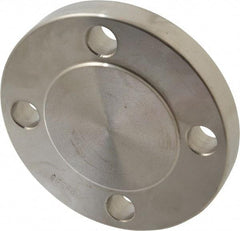 Merit Brass - 1-1/2" Pipe, 5" OD, Stainless Steel, Blind Pipe Flange - 3-7/8" Across Bolt Hole Centers, 5/8" Bolt Hole, 150 psi, Grades 304 & 304L - Industrial Tool & Supply