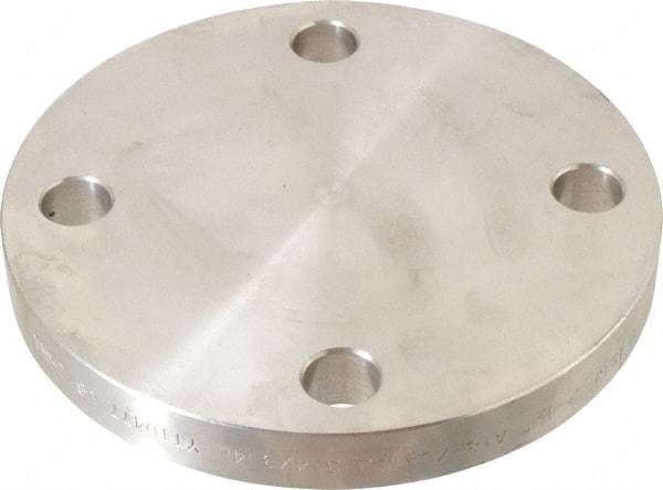 Merit Brass - 2-1/2" Pipe, 7" OD, Stainless Steel, Blind Pipe Flange - 5-1/2" Across Bolt Hole Centers, 3/4" Bolt Hole, 150 psi, Grades 304 & 304L - Industrial Tool & Supply