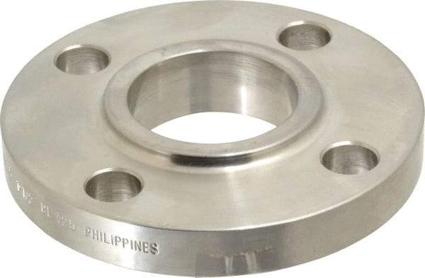 Merit Brass - 1-1/2" Pipe, 5" OD, Stainless Steel, Slip On Pipe Flange - 3-7/8" Across Bolt Hole Centers, 5/8" Bolt Hole, 150 psi, Grades 304 & 304L - Industrial Tool & Supply