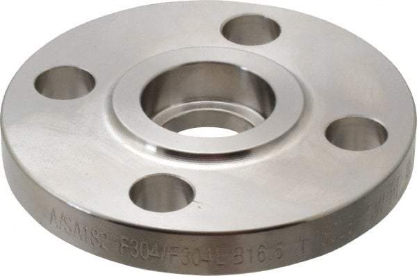 Merit Brass - 1" Pipe, 4-1/4" OD, Stainless Steel, Socket Weld Pipe Flange - 3-1/8" Across Bolt Hole Centers, 5/8" Bolt Hole, 150 psi, Grades 304 & 304L - Industrial Tool & Supply