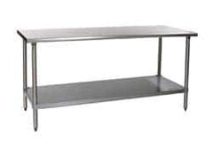 Eagle MHC - 60 Wide x 30" Deep x 34-1/2" High, Stainless Steel Work Table - Rolled Edge, Fixed Legs - Industrial Tool & Supply