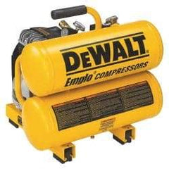 DeWALT - 1.1 HP, 3.2 CFM at 100 psi Dewalt Twin Stack Compressor - 4 Gallon Tank, 15 Amp, 125 Max psi, 120V - Industrial Tool & Supply