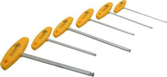 Wiha - 6 Piece T-Handle Ball End Hex Key Set - Hex Range 5/32 to 3/8", Chrome Vanadium Molybdenum - Industrial Tool & Supply