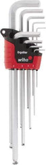 Wiha - 9 Piece L-Key Ball End Hex Key Set - Hex Range 1.5 to 10mm - Industrial Tool & Supply