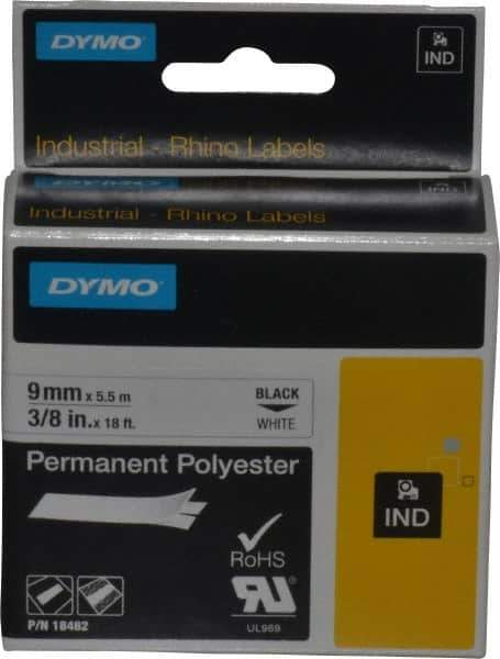 Rhino - 216" Long, White Permanent Polyester Tape Permanent Polyester Tape - For DYMO Brand Labeling Equipment Designed for "D1" Tapes (Check Width Compatibility) - Industrial Tool & Supply