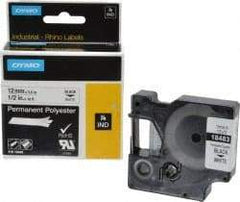 Rhino - 216" Long, White Permanent Polyester Tape Permanent Polyester Tape - For DYMO Brand Labeling Equipment Designed for "D1" Tapes (Check Width Compatibility) - Industrial Tool & Supply