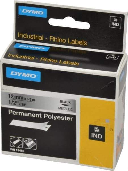 Rhino - 216" Long, Metallized Silver Polyester Metallized Tape - For DYMO Brand Labeling Equipment Designed for "D1" Tapes (Check Width Compatibility) - Industrial Tool & Supply
