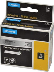 Rhino - 216" Long, Metallized Silver Polyester Metallized Tape - For DYMO Brand Labeling Equipment Designed for "D1" Tapes (Check Width Compatibility) - Industrial Tool & Supply