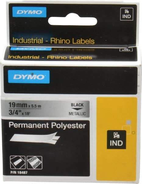Rhino - 216" Long, Metallized Silver Polyester Metallized Tape - For DYMO Brand Labeling Equipment Designed for "D1" Tapes (Check Width Compatibility) - Industrial Tool & Supply