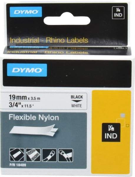 Rhino - 138" Long, White Nylon Flexible Tape - For DYMO Brand Labeling Equipment Designed for "D1" Tapes (Check Width Compatibility) - Industrial Tool & Supply