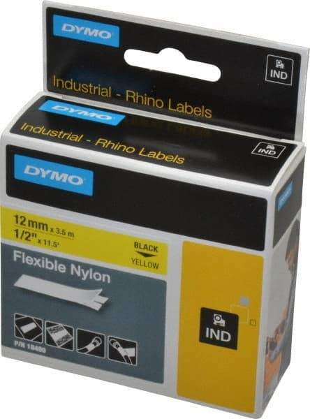 Rhino - 138" Long, Yellow Nylon Flexible Tape - For DYMO Brand Labeling Equipment Designed for "D1" Tapes (Check Width Compatibility) - Industrial Tool & Supply