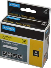 Rhino - 138" Long, Yellow Nylon Flexible Tape - For DYMO Brand Labeling Equipment Designed for "D1" Tapes (Check Width Compatibility) - Industrial Tool & Supply