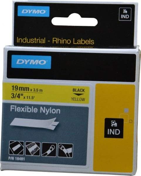 Rhino - 138" Long, Yellow Nylon Flexible Tape - For DYMO Brand Labeling Equipment Designed for "D1" Tapes (Check Width Compatibility) - Industrial Tool & Supply