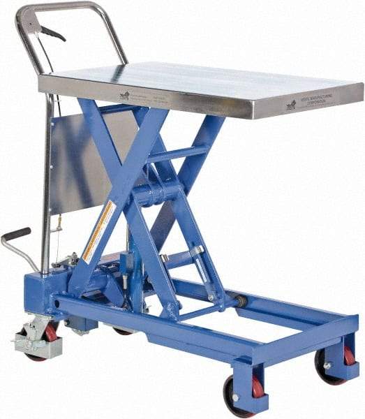 Vestil - 750 Lb Capacity Manual Scissor Elevating Cart - 15-1/2" to 35-1/2" Lift Height, 32" Platform Length x 19-3/4" Platform Width - Industrial Tool & Supply