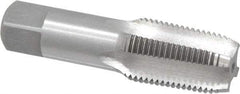 Interstate - 1/2-14 NPT Thread, 4 Flute Standard Pipe Tap - 3-1/8" OAL, 1-3/8" Thread Length, 11/16" Shank Diam, Bright Finish, Carbon Steel - Exact Industrial Supply