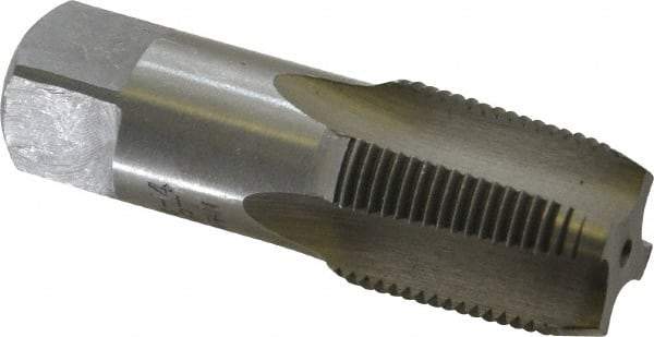 Interstate - 3/4-14 NPT Thread, 5 Flute Standard Pipe Tap - 3-1/4" OAL, 1-3/8" Thread Length, 29/32" Shank Diam, Bright Finish, Carbon Steel - Exact Industrial Supply