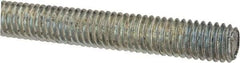 Made in USA - 3/8-16 UNC (Coarse), 2' Long, Low Carbon Steel Threaded Rod - Zinc-Plated Finish, Right Hand Thread - Industrial Tool & Supply