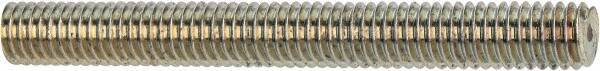 Made in USA - 7/16-14 UNC (Coarse), 2' Long, Low Carbon Steel Threaded Rod - Zinc-Plated Finish, Right Hand Thread - Industrial Tool & Supply