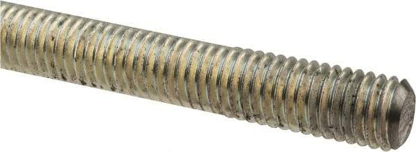 Made in USA - 1/2-13 UNC (Coarse), 2' Long, Low Carbon Steel Threaded Rod - Zinc-Plated Finish, Right Hand Thread - Industrial Tool & Supply