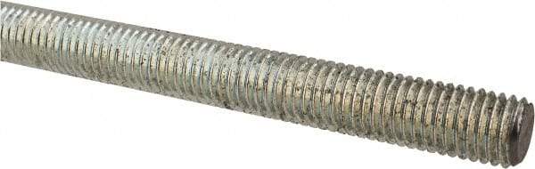 Made in USA - 5/8-11 UNC (Coarse), 2' Long, Low Carbon Steel Threaded Rod - Zinc-Plated Finish, Right Hand Thread - Industrial Tool & Supply