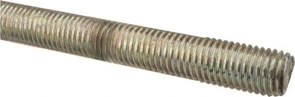 Made in USA - 3/4-10 UNC (Coarse), 2' Long, Low Carbon Steel Threaded Rod - Zinc-Plated Finish, Right Hand Thread - Industrial Tool & Supply