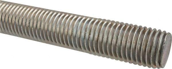 Made in USA - 1-8 UNC (Coarse), 2' Long, Low Carbon Steel Threaded Rod - Zinc-Plated Finish, Right Hand Thread - Industrial Tool & Supply