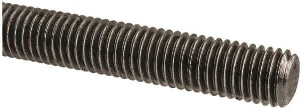 Made in USA - 9/16-12 UNC (Coarse), 2' Long, Low Carbon Steel Threaded Rod - Oil Finish Finish, Right Hand Thread - Industrial Tool & Supply