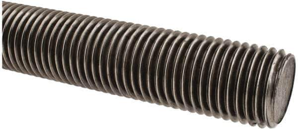 Made in USA - 1-1/4-7 UNC (Coarse), 2' Long, Low Carbon Steel Threaded Rod - Oil Finish Finish, Right Hand Thread - Industrial Tool & Supply