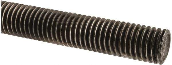 Made in USA - 9/16-12 UNC (Coarse), 3' Long, Low Carbon Steel Threaded Rod - Oil Finish Finish, Right Hand Thread - Industrial Tool & Supply