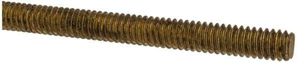 Made in USA - 1/4-20 UNC (Coarse), 2' Long, Brass Threaded Rod - Right Hand Thread - Industrial Tool & Supply